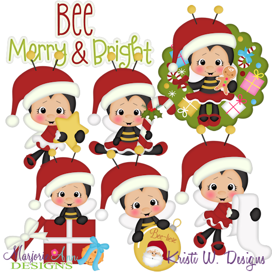Bee Merry SVG Cutting Files + Clipart - Click Image to Close